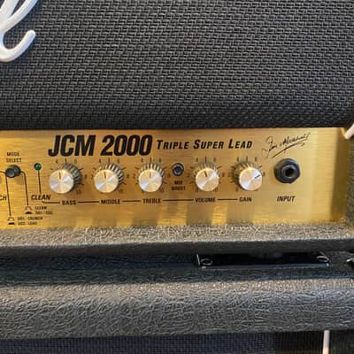 Marshall JCM 2000 TSL 100 Triple Super Lead 3-Channel 100-Watt Guitar Amp Head & Marshall 1960 Vintage 4x12 Speaker Cabinet on wheels image 3