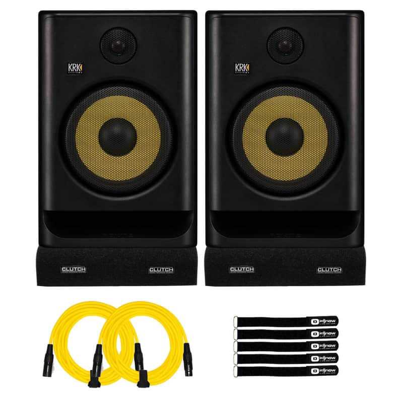 KRK Rokit RP8 G5 8" Studio Monitors 2-Pack with Yellow XLR Cables image 1