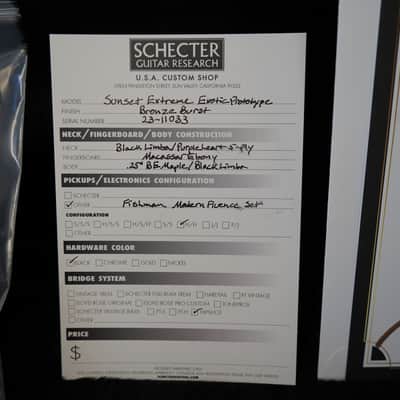Schecter USA CUSTOM SHOP Sunset Extreme Exotic Prototype Bronze Burst 6-String Electric Guitar w/ Tolex Case (2025) image 13
