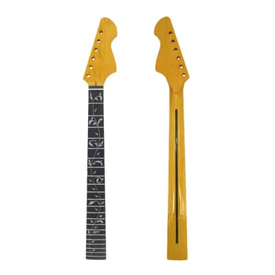 Yellow Paint Maple Electric Guitar Neck 6 String - 20 Fret 25.5" Replacement Neck with Rosewood Fretboard, 42mm Nut Width, Big F Headstock- Bolt-On Unfinished DIY Guitar Parts image 1