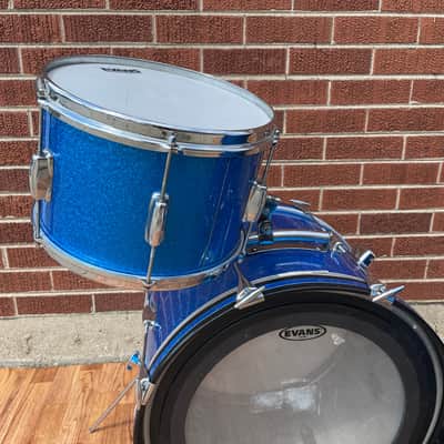 1960s Slingerland Stage Band Drum Set Blue Sparkle Rewrap 20/12/16 image 9