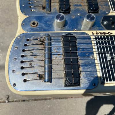 Guyatone Dual 8 string steel guitar with case Late 70ish - Cream white image 5