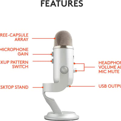 Blue Yeti Professional USB Recording Microphone - Silver In Box image 4