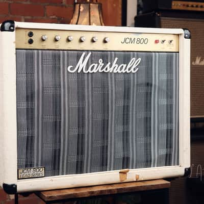 Marshall JCM 800 4104 50 Watt Lead 2x12 Combo Amp - White Tolex! image 2