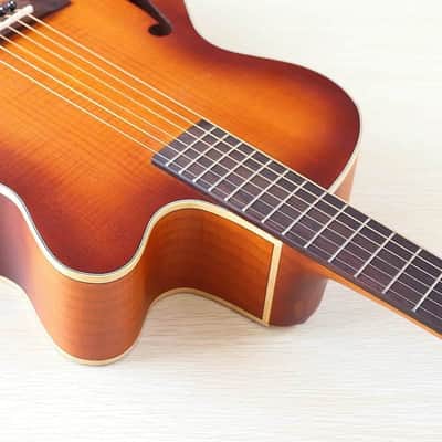 Sunburst Finish 40 Inch Acoustic Electric Guitar, Flame Oak Top Body, Okoume Wood Neck image 3