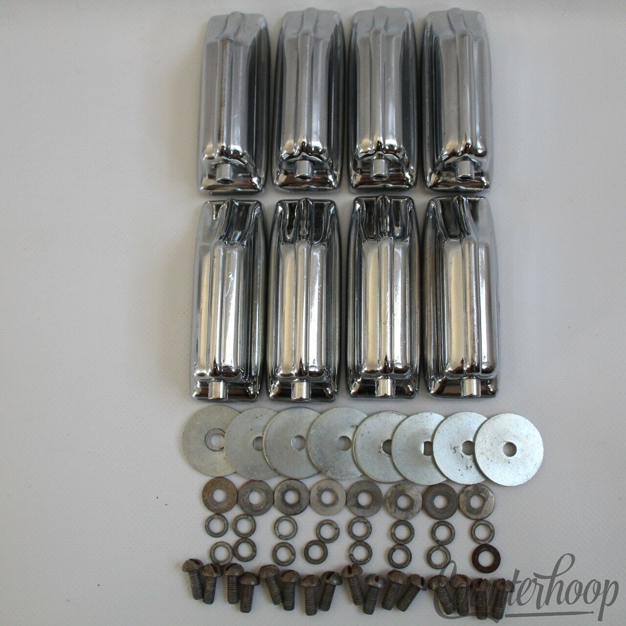 Rogers 8x Beavertail Bass Drum Lugs Chrome Cleveland-Dayton Powertone Vintage60s — main photograph