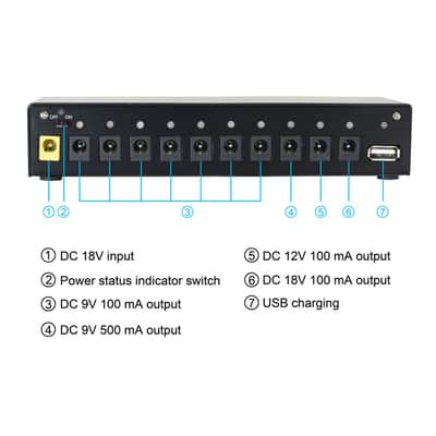 Rowin PW-1 Power Supply 10 DC Output for 9V/12V/18V Effect Pedal,price include the import duty for US buyer image 2