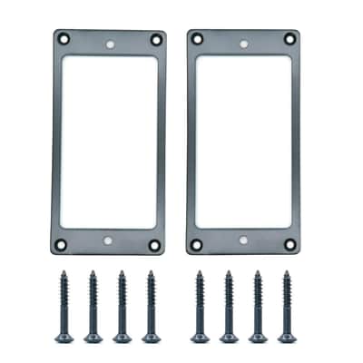 2Pcs Flat Metal Humbucker Pickup Mounting Ring Set - Bridge Neck Pickups Cover Frame Replacement Part For Electric Guitar Or Precision Bass (Black) image 1