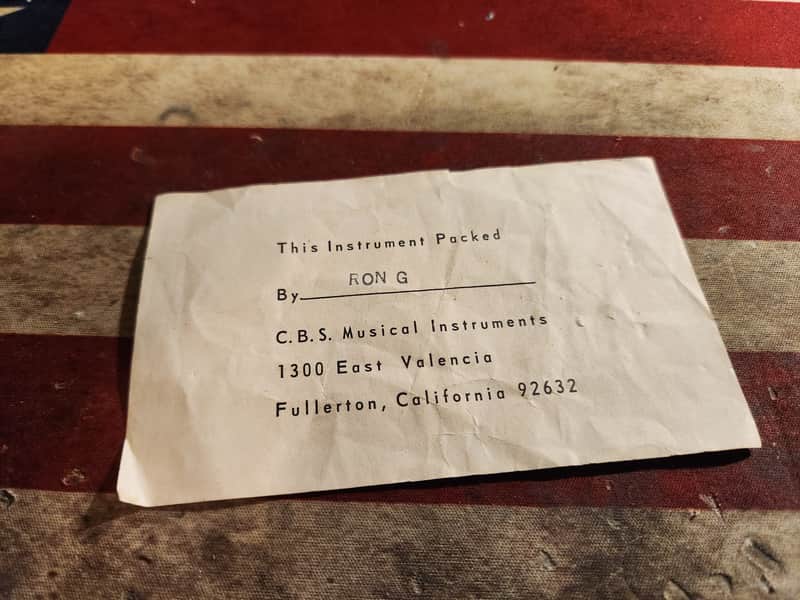 Fender Instrument Packed By Slip Late 1960s CBS image 1