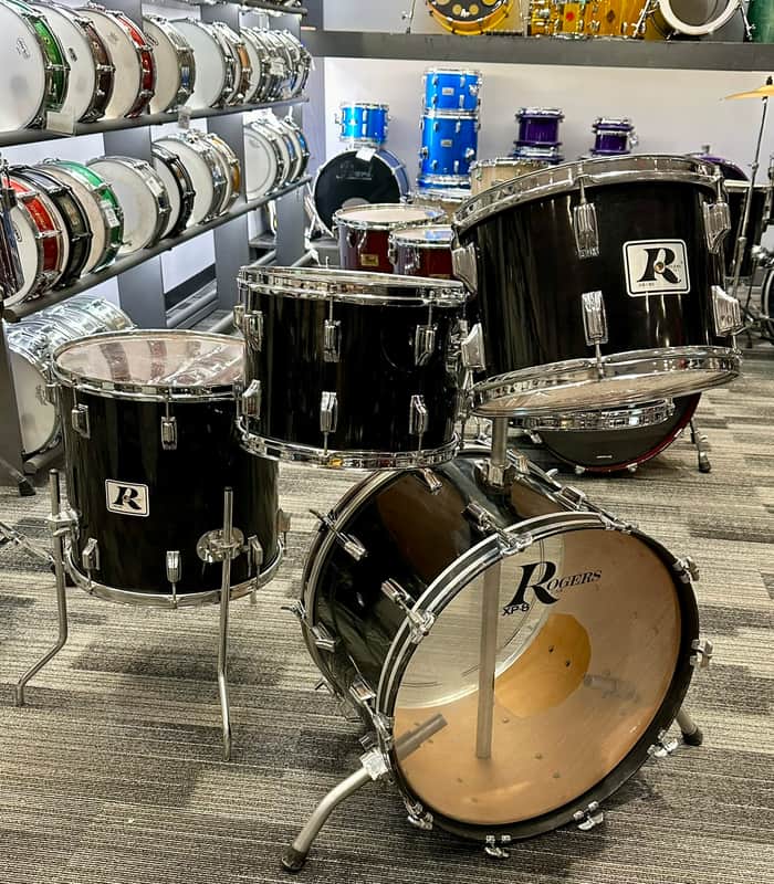 Rogers XP-8 5 Piece Drum Kit 1980 - Jet Black image 1