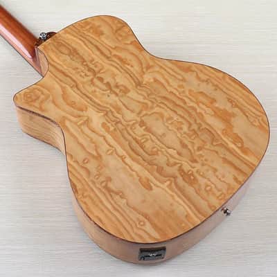 4 String Acoustic Electric Bass, Laminated Ash Wood Top Body, Okoume Neck image 4
