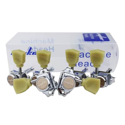 3X3 Vintage Style Locking Guitar Machine Heads – 1:15 Ratio Lock String Deluxe Tuning Key Pegs Tuners Set Replacement For Electric, Acoustic Or Folk Guitars - Chrome image 4