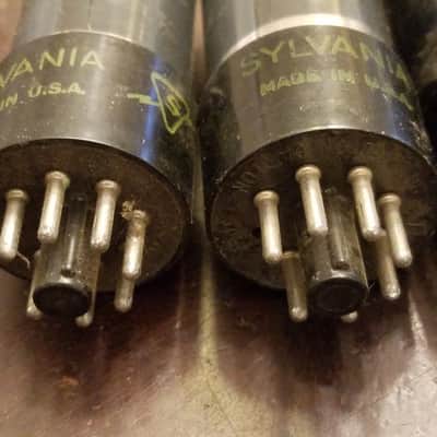 Sylvania etc. Tight Matched Pair (2) 6V6GT/G Beam Power tNOS AT1000 TESTED Vacuum Tube greyglass WWII era 6V6 Audio 1938-1942 image 3