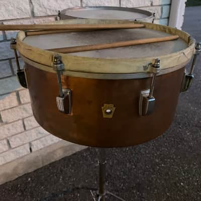 Ludwig pair of timbales - brass image 4