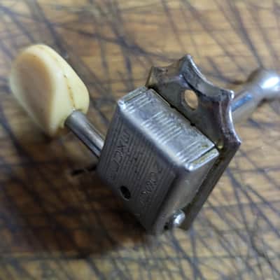 Vintage 1964 Kluson Deluxe Double Line Patent Number 3x3 Individual Bass Side Guitar Tuner Luthier Parts image 5