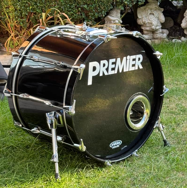 Premier Resonator Bass Drum, 22” x 16” 1980s - Black image 1