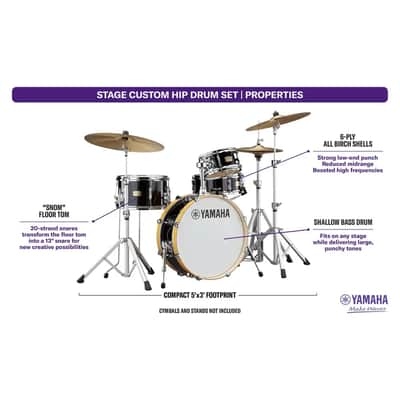 Yamaha Stage Custom Hip 4pc Drum Set Raven Black image 6