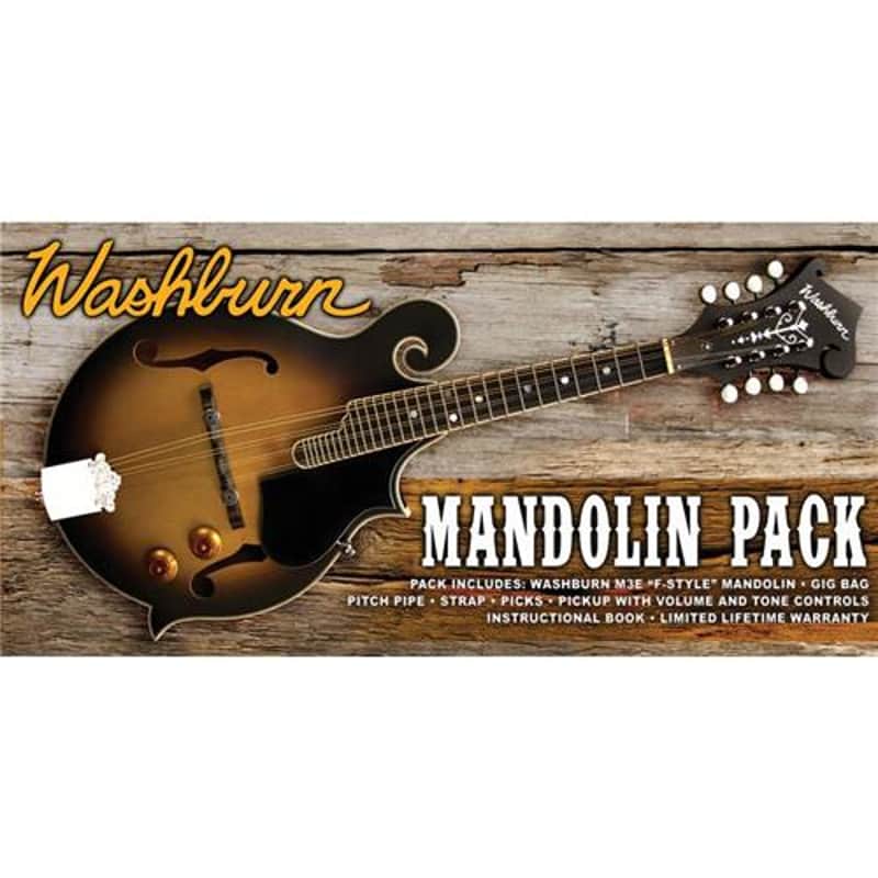 Washburn M3EK  F  Style Mandolin Pack with Spruce Top, Maple Back and Sides, 20 Frets, Maple Neck, Tobacco Sunburst image 1