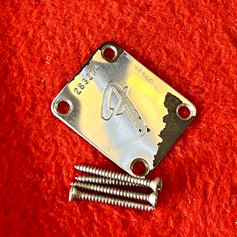 Fender Stratocaster guitar neck plate c 1970 - Chrome original vintage USA telecaster precision Jazz bass Jaguar Jazzmaster image 1