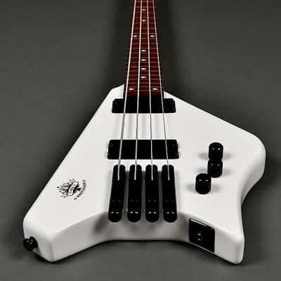 BootLegger Guitar Ace  Gen 1 Headless Bass White 7.8 Pounds White Stiletto Case &  Flask image 11