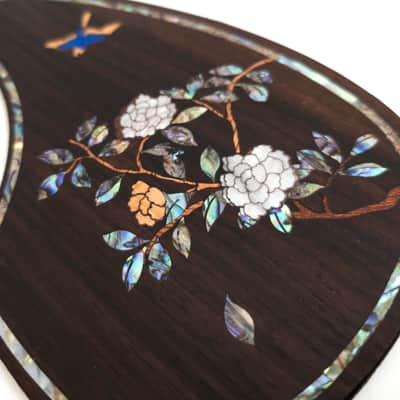 Rosewood Folk Acoustic Guitar Pickguard with Abalone Flower Top Inlay image 4