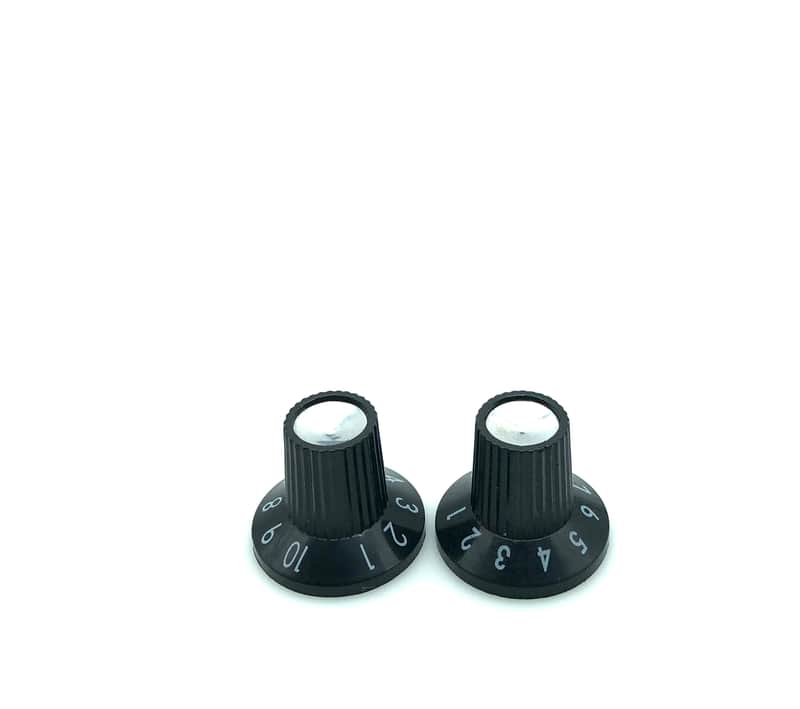 Fender? Mustang Style Small Witch Hat Amp Knobs Black/Chrome image 1