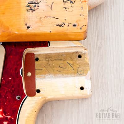 1966 Fender Musicmaster Offset Vintage Guitar Olympic White, Slab Brazilian Board w/ Case image 19