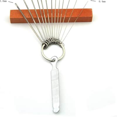 Guitar Bridge Saddle Nut Files Set - 13 Different Size Needle Files with Circular Cross Section and 9 Pcs Sand Paper For Bass, Ukulele, Acoustic & Electric Guitar nut slot polish image 3