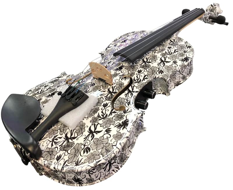 Geneva GVE-1309 Dark Meadow Visual Art Design Solid Spruce Top Maple Neck 4/4 Size Electric Violin w/Case, Bow, Rosin & Cable image 1