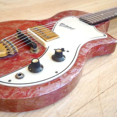1959 Supro Belmont 1570 Vintage Electric Guitar Maroon Pearloid MOTS Valco USA image 8