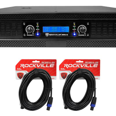 Rockville RPA12 5000w Peak/1400w RMS 2 Channel Power Amplifier Pro/DJ Amp+Cables image 1