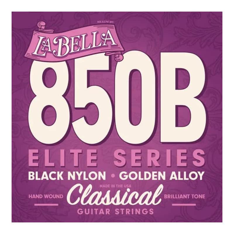 La Bella 850B Elite Golden Alloy Medium Tension Nylon Guitar Strings - Black Nylon image 1