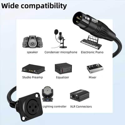XLR Pass Through Cable,3 Pin D Type Female Panel Mount to Male Connector for Microphone, Stage Box, Floor Box, Patch Panel,Through Connector 3.3FT 1-Pack image 3