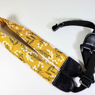 Yellow Dandy Lion Floral Ukulele Strap -Mustard Flower Ukulele Strap- Handmade - Cool Ukulele Strap image 2