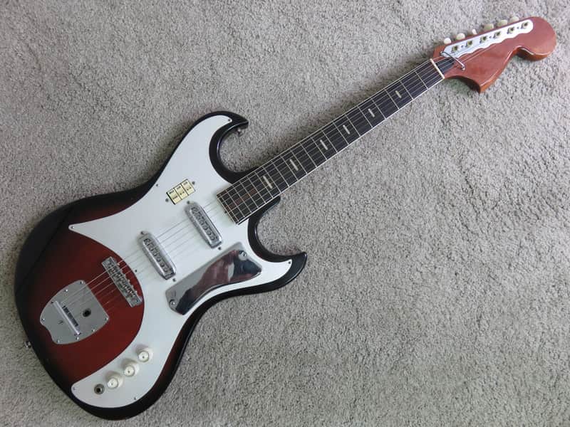 Vintage 1960s Kawai Teisco Electric Guitar Japan Hound Dog Taylor Reburst image 1