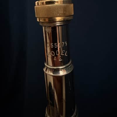 Bach 42BO Stradivarius Series Tenor Trombone with Open Wrap F Attachment Standard Rotor Valve - Clear Lacquered Brass image 8