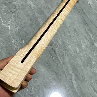 Left hand Stainless 22 Frets gloss flame maple electric guitar neck parts image 2