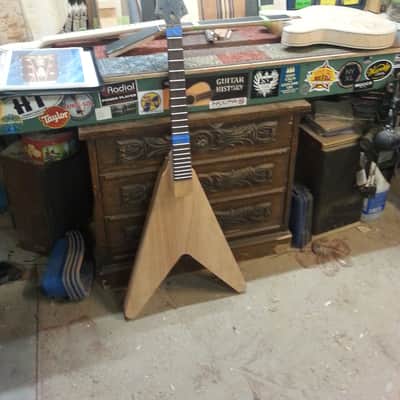Custom Handmade Blank Flying V Bonamassa "Amos" inspired - Tracy Cox craftsmanship - with hard case image 15