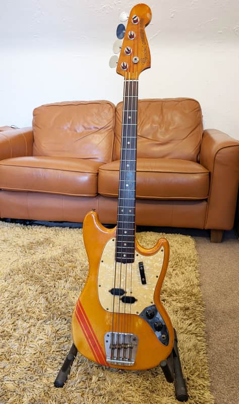 Rare first year 1969 Fender Mustang Bass in Competition Orange