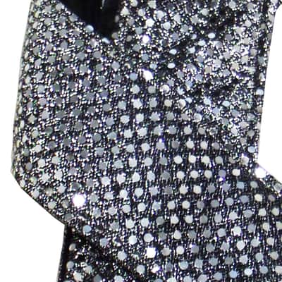 Silver and Black Sequins Sparkling Guitar Strap Artisan Handmade Black Duchess Satin Back Lining image 2