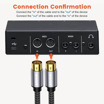 MIDI Cable, 5 Pin DIN Connectors Male to Male for MIDI Keyboard, Keyboard Synth, Rack Synth, Sampler, External Sound Card, Sound Source (3ft/1m) image 2