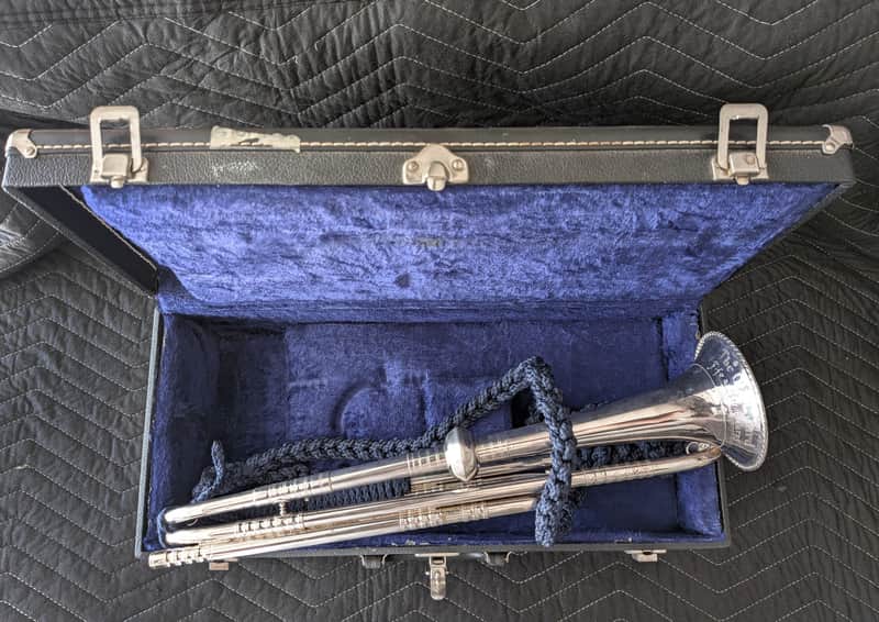 RON COLLIER ULTRA-RARE 'OLD GUARD' FIFE & DRUM CORPS CEREMONIAL TRUMPET w/CASE #4