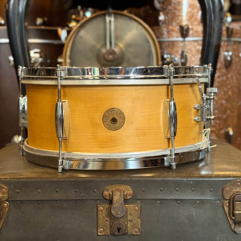VINTAGE 1960's Gretsch 5.5x14 Dixieland Snare Drum in Natural image 1