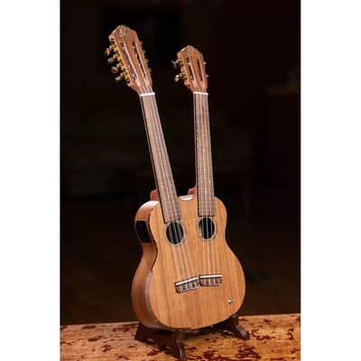 Ortega Custom Built Series Double Neck 4 & 8 String Tenor Acoustic-Electric Ukulele w/ Bag image 1