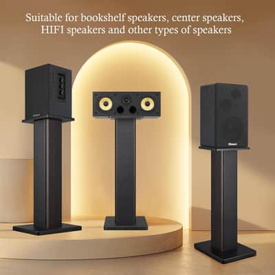 Universal Studio Monitor Speaker Stands – 22.64" Black MDF Floor Stands for Bookshelf & Satellite Speakers image 3