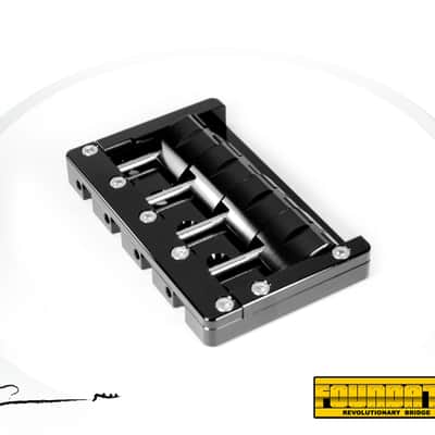 KSM Foundation Bass Bridge  (4-String) Black body w/ Nickel Bolts, Slotted Saddles image 6