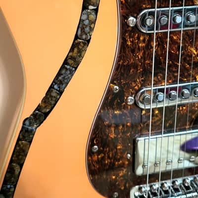 CUSTOM DESIGNED & CRAFTED - STRAT STYLE CORAL COLOR W/ INLAID STONES - RSG - SERIAL #067 - 2025 image 3