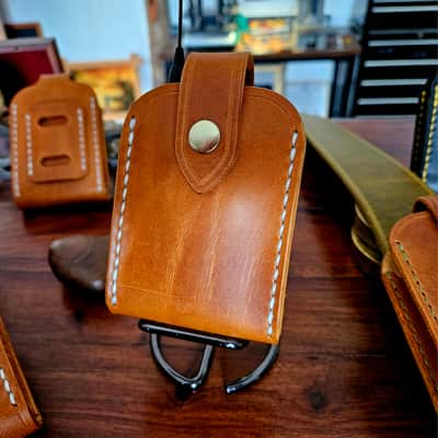 Guitar Wireless transmitter holster - handmade, hand stitched, vegetable tanned leather. image 11