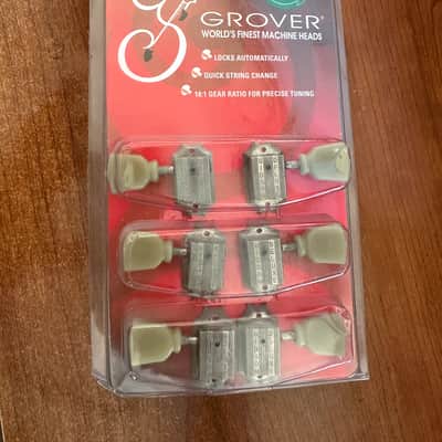 Grover 502C Roto-Grip Locking Rotomatics 3+3 Tuners - "Gibson Deluxe" Housings / Green Keystone Buttons image 1