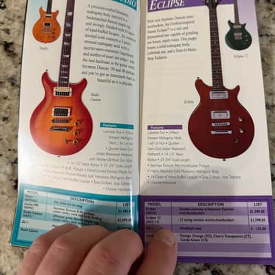 Hamer Price List 1998 standard studio artist eclipse phantom custom Mirage special cruise Bass  Californian Diablo Daytona Duo Tone chaparral 12 string image 2